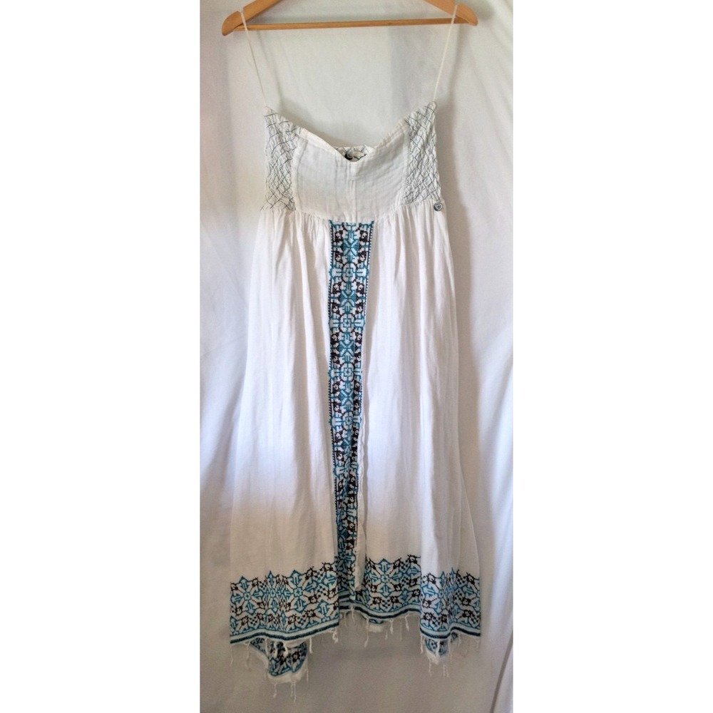 Roxy Women's White Strapless Boho Maxi Dress Size Medium